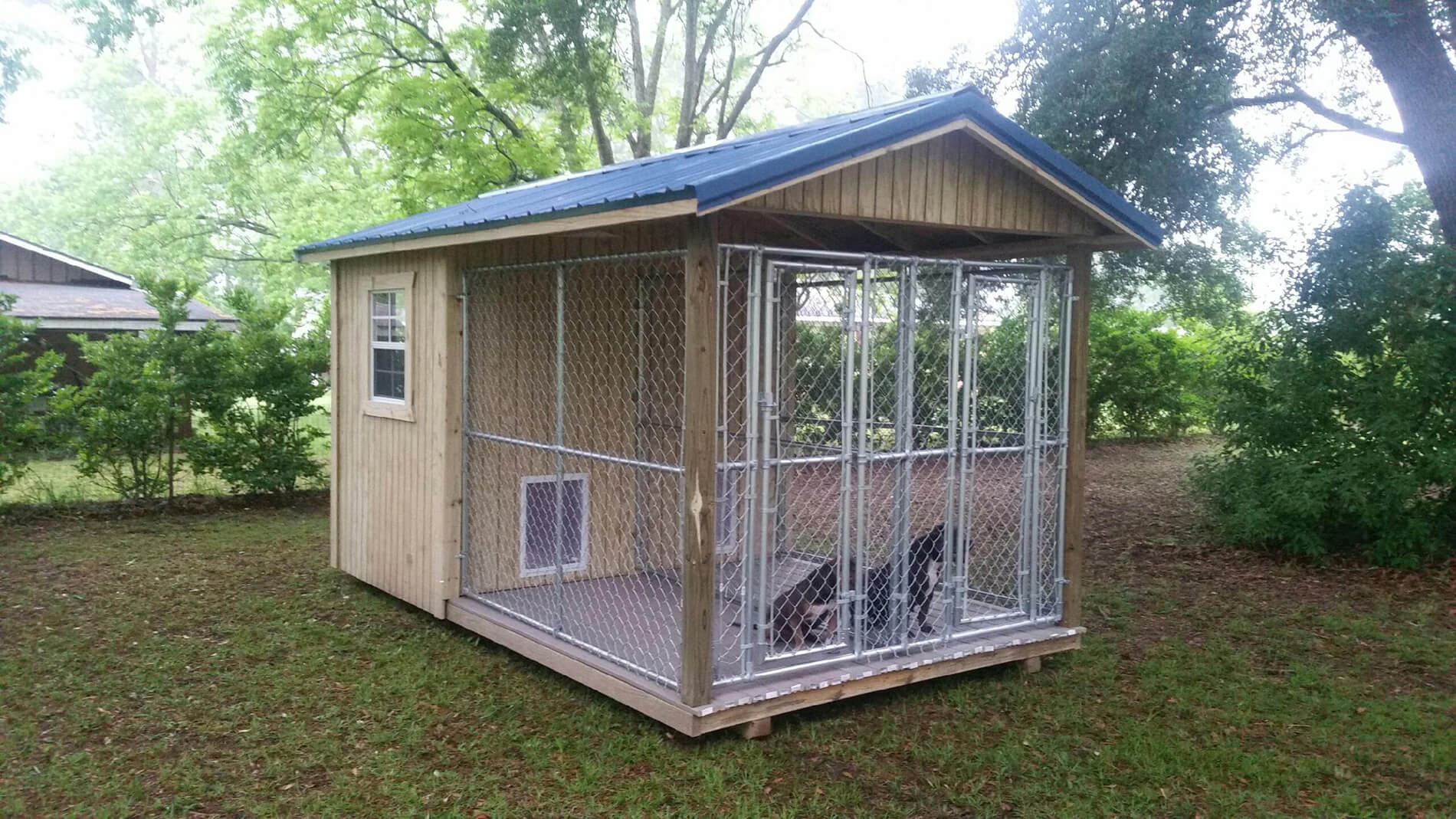 Storage building clearance dog kennel